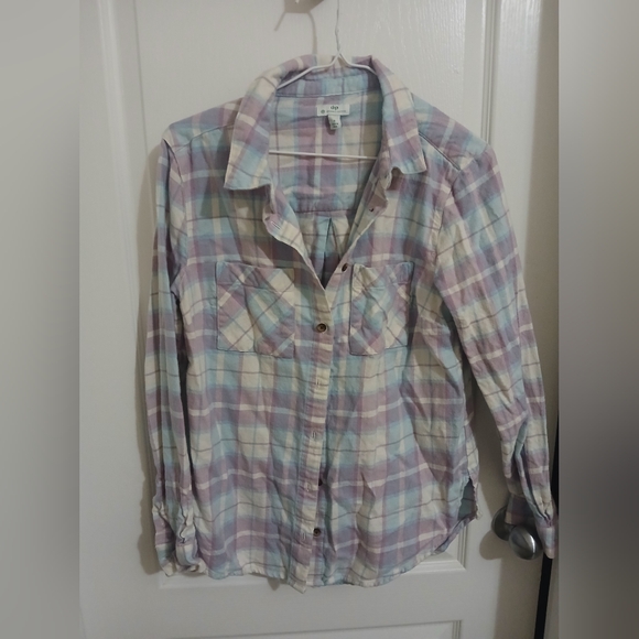 Dip Purple Plaid Shirt in Soft Pastels - Picture 1 of 5